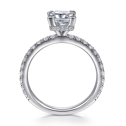 Alina - 14K White Gold Princess Hidden Halo Diamond Engagement Ring