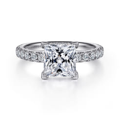 Alina - 14K White Gold Princess Hidden Halo Diamond Engagement Ring