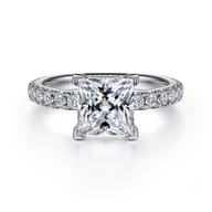 Alina - 14K White Gold Princess Hidden Halo Diamond Engagement Ring