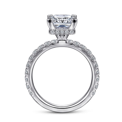 Alina - 14K White Gold Princess Hidden Halo Diamond Engagement Ring