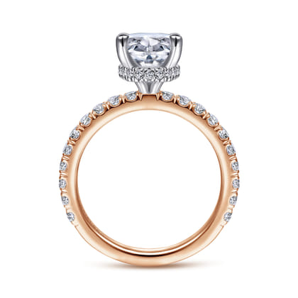 Alina - 14K White-Rose Gold Oval Diamond Engagement Ring