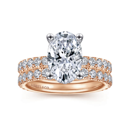 Alina - 14K White-Rose Gold Oval Diamond Engagement Ring