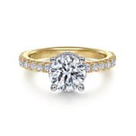Alina - 14K White-Yellow Gold Hidden Halo Round Diamond Engagement Ring