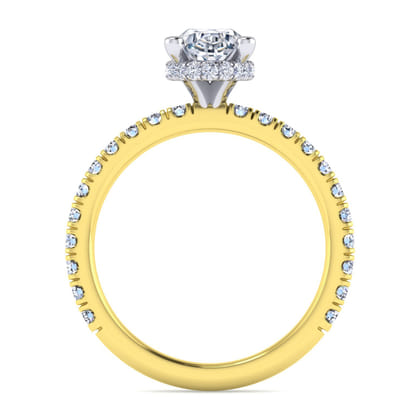 Alina - 14K White-Yellow Gold Oval Diamond Engagement Ring