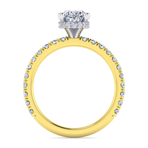 Alina - 14K White-Yellow Gold Oval Diamond Engagement Ring - 0.58 ct - Shot 2