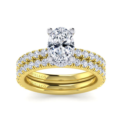 Alina - 14K White-Yellow Gold Oval Diamond Engagement Ring