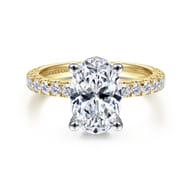 Alina - 14K White-Yellow Gold Oval Diamond Engagement Ring