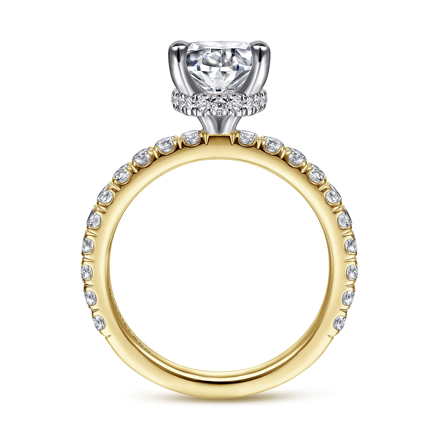 Alina - 14K White-Yellow Gold Oval Diamond Engagement Ring - 0.7 ct - Shot 2
