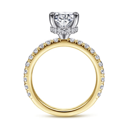 Alina - 14K White-Yellow Gold Oval Diamond Engagement Ring