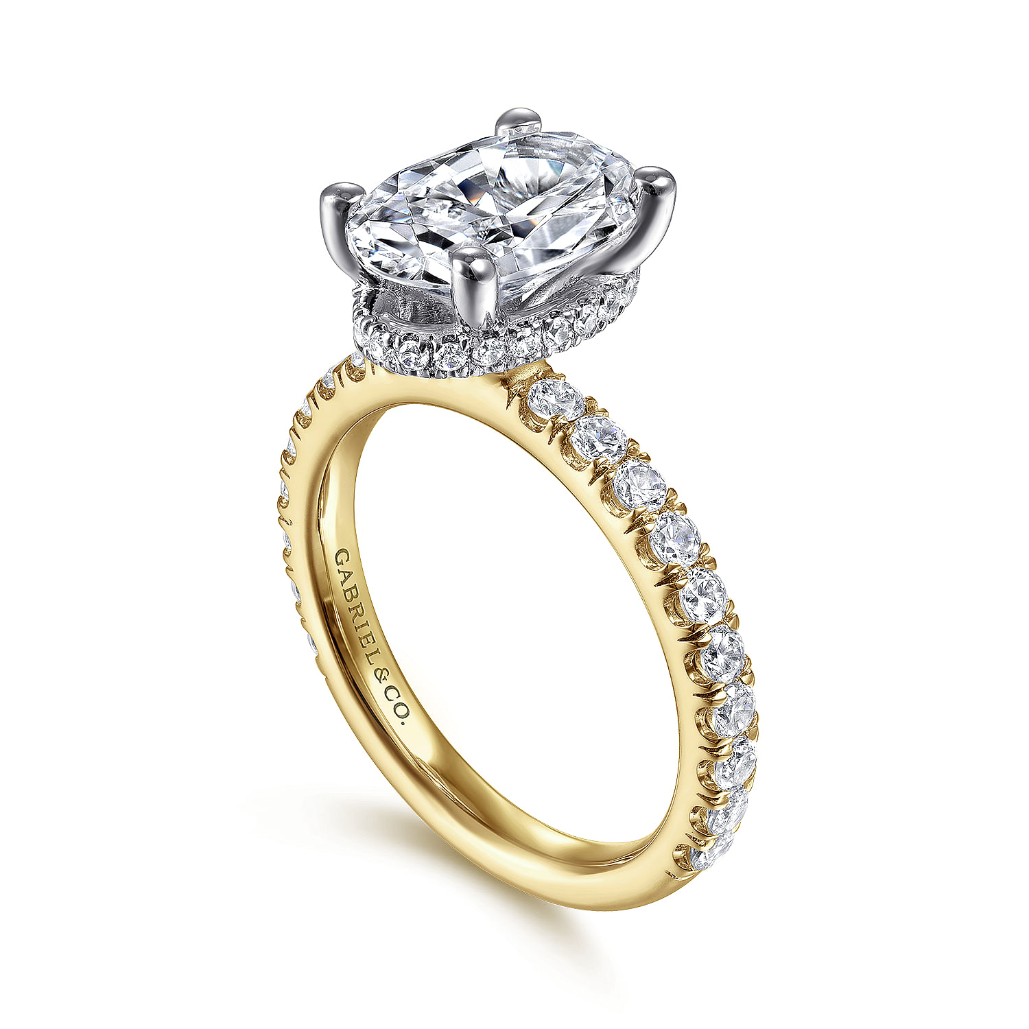 Alina - 14K White-Yellow Gold Oval Diamond Engagement Ring - 0.7 ct - Shot 3