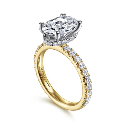 Alina - 14K White-Yellow Gold Oval Diamond Engagement Ring