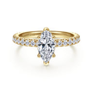 Alina - 14K Yellow Gold Hidden Halo Marquise Shape Diamond Engagement Ring