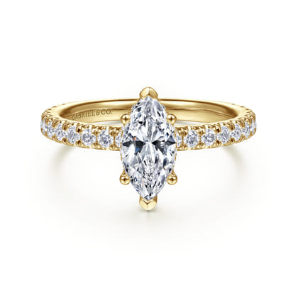 Alina - 14K Yellow Gold Hidden Halo Marquise Shape Diamond Engagement Ring