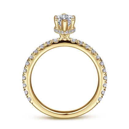 Alina - 14K Yellow Gold Hidden Halo Marquise Shape Diamond Engagement Ring