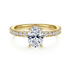 14K Yellow Gold Hidden Halo Oval Diamond Engagement Ring