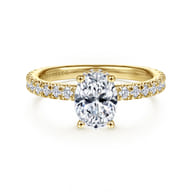 Alina - 14K Yellow Gold Hidden Halo Oval Diamond Engagement Ring