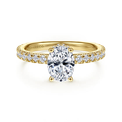 Alina - 14K Yellow Gold Hidden Halo Oval Diamond Engagement Ring