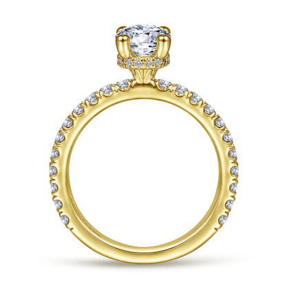 Alina - 14K Yellow Gold Hidden Halo Oval Diamond Engagement Ring