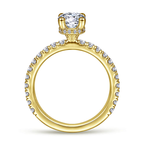 Alina - 14K Yellow Gold Hidden Halo Oval Diamond Engagement Ring - 0.51 ct - Shot 2