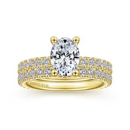 Alina - 14K Yellow Gold Hidden Halo Oval Diamond Engagement Ring