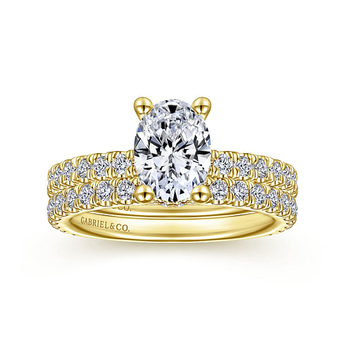 Alina - 14K Yellow Gold Hidden Halo Oval Diamond Engagement Ring - 0.51 ct - Shot 4