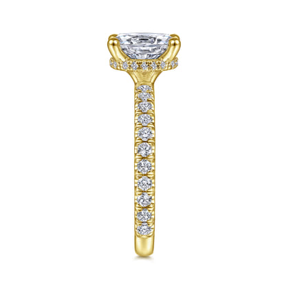 Alina - 14K Yellow Gold Hidden Halo Oval Diamond Engagement Ring