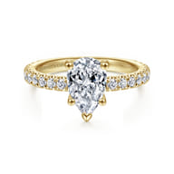 Alina - 14K Yellow Gold Hidden Halo Pear Shape Diamond Engagement Ring