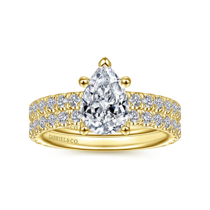 Alina - 14K Yellow Gold Hidden Halo Pear Shape Diamond Engagement Ring