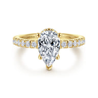 Alina - 14K Yellow Gold Hidden Halo Pear Shape Diamond Engagement Ring