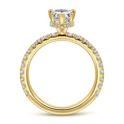 Alina - 14K Yellow Gold Hidden Halo Pear Shape Diamond Engagement Ring
