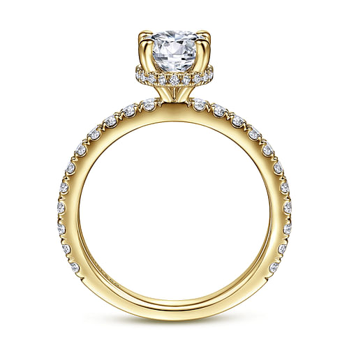 Alina - 14K Yellow Gold Hidden Halo Round Diamond Engagement Ring - 0.51 ct - Shot 2
