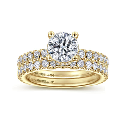 Alina - 14K Yellow Gold Hidden Halo Round Diamond Engagement Ring