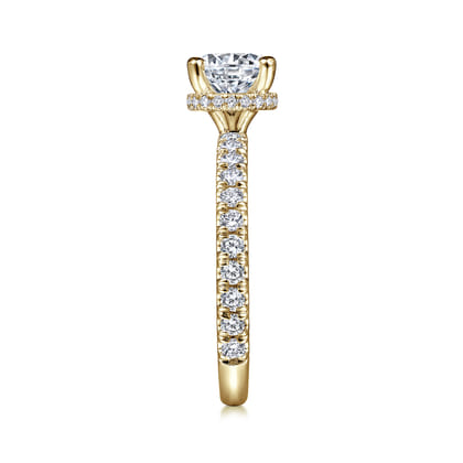 Alina - 14K Yellow Gold Hidden Halo Round Diamond Engagement Ring