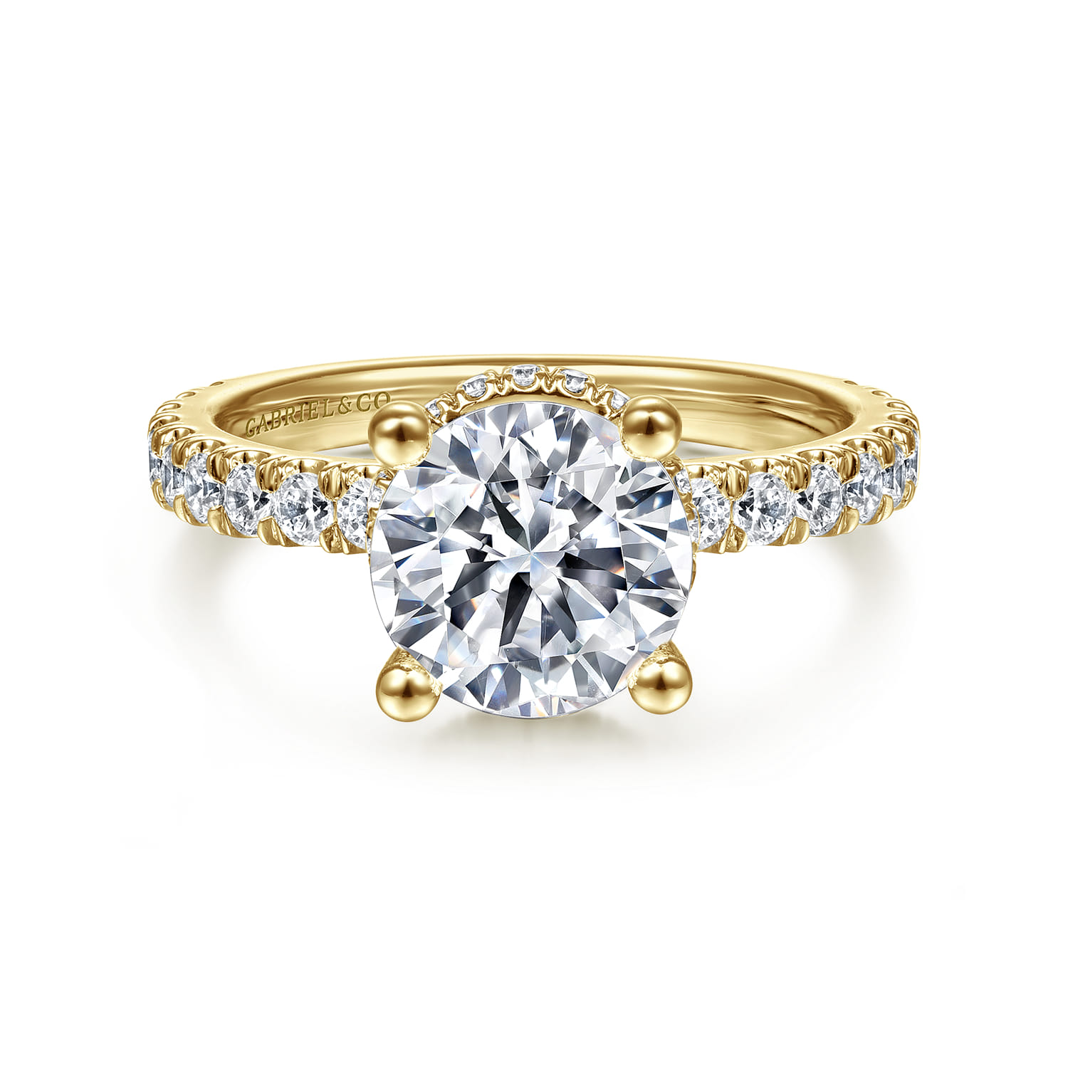 Alina - 14K Yellow Gold Hidden Halo Round Diamond Engagement Ring