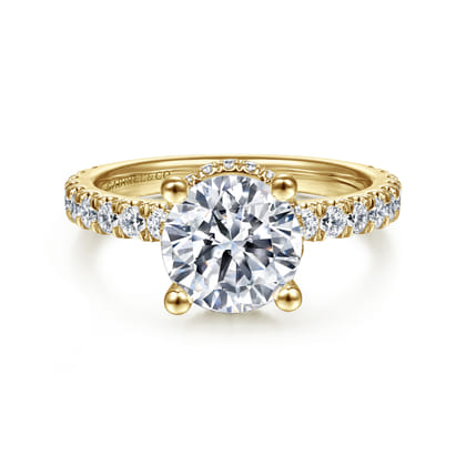 Alina - 14K Yellow Gold Hidden Halo Round Diamond Engagement Ring