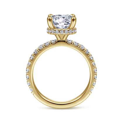 Alina - 14K Yellow Gold Hidden Halo Round Diamond Engagement Ring