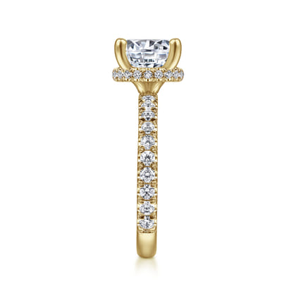 Alina - 14K Yellow Gold Hidden Halo Round Diamond Engagement Ring