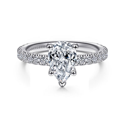 Alina - Platinum Hidden Halo Pear Shape Diamond Engagement Ring
