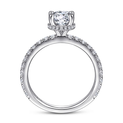 Alina - Platinum Hidden Halo Round Diamond Engagement Ring - 0.51 ct - Shot 2