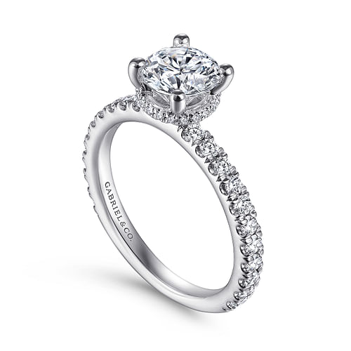 Alina - Platinum Hidden Halo Round Diamond Engagement Ring - 0.51 ct - Shot 3