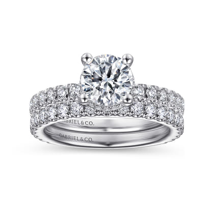 Alina - Platinum Hidden Halo Round Diamond Engagement Ring