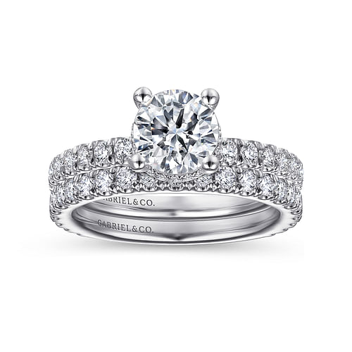 Alina - Platinum Hidden Halo Round Diamond Engagement Ring - 0.51 ct - Shot 4