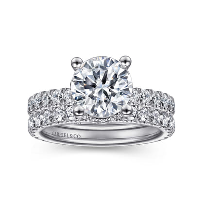 Alina - Platinum Hidden Halo Round Diamond Engagement Ring
