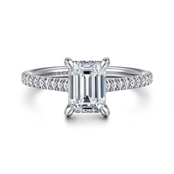 Aline - 14K White Gold Emerald Cut Diamond Engagement Ring