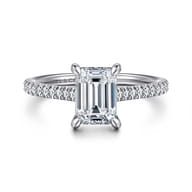 Aline - 14K White Gold Emerald Cut Diamond Engagement Ring