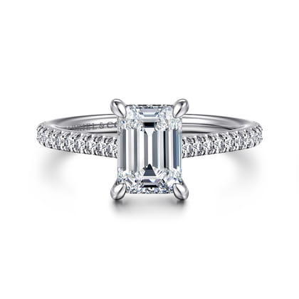 Aline - 14K White Gold Emerald Cut Diamond Engagement Ring