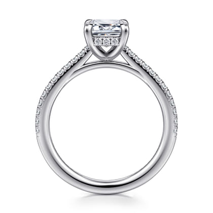 Aline - 14K White Gold Emerald Cut Diamond Engagement Ring