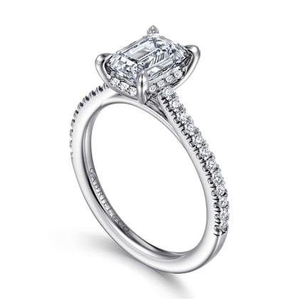 Aline - 14K White Gold Emerald Cut Diamond Engagement Ring