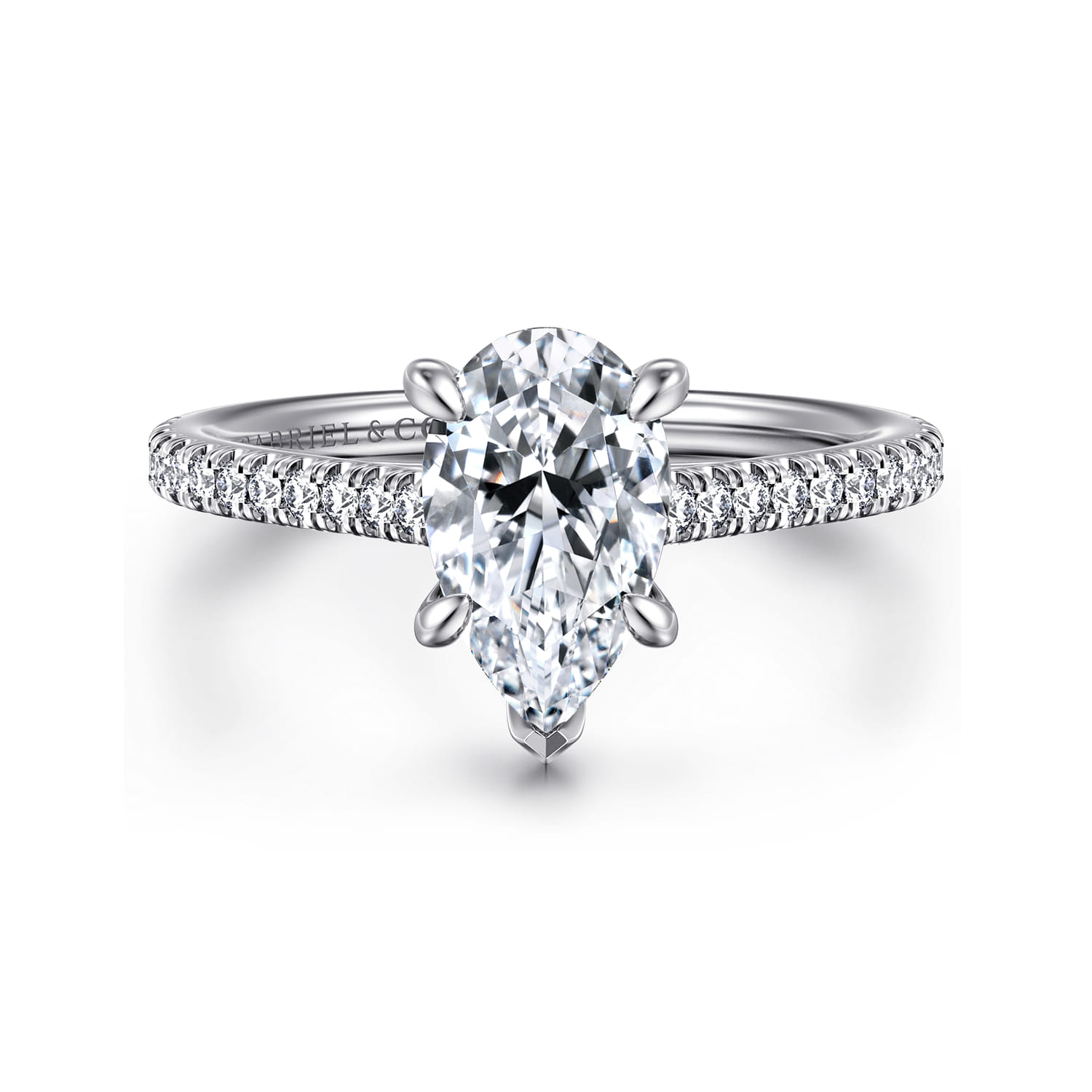 Aline - 14K White Gold Pear Shape Diamond Engagement Ring