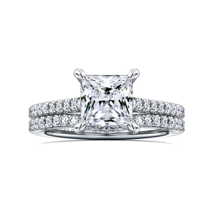 Aline - 14K White Gold Princess Cut Diamond Engagement Ring